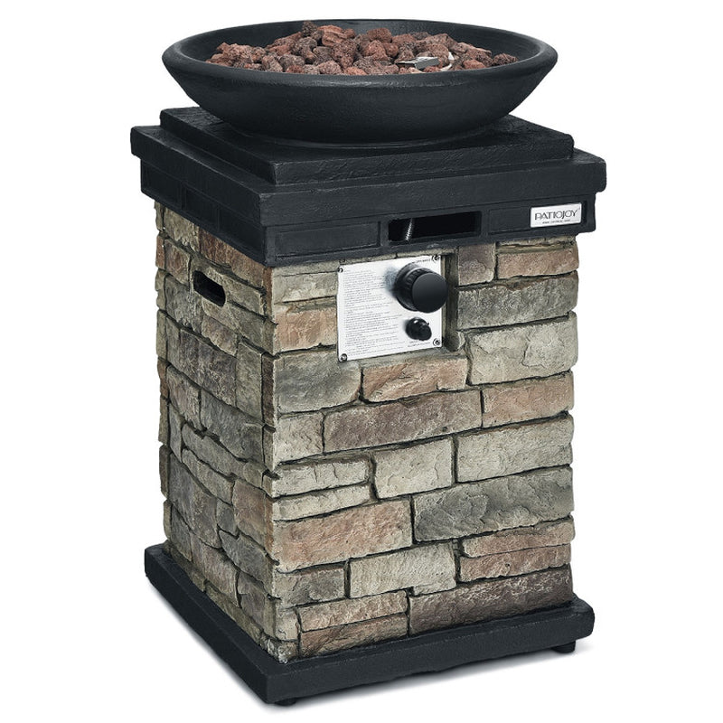 40000BTU Outdoor Propane Burning Fire Bowl Column Realistic Firepit