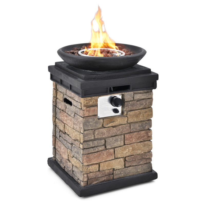 40000BTU Outdoor Propane Burning Fire Bowl Column Realistic Firepit