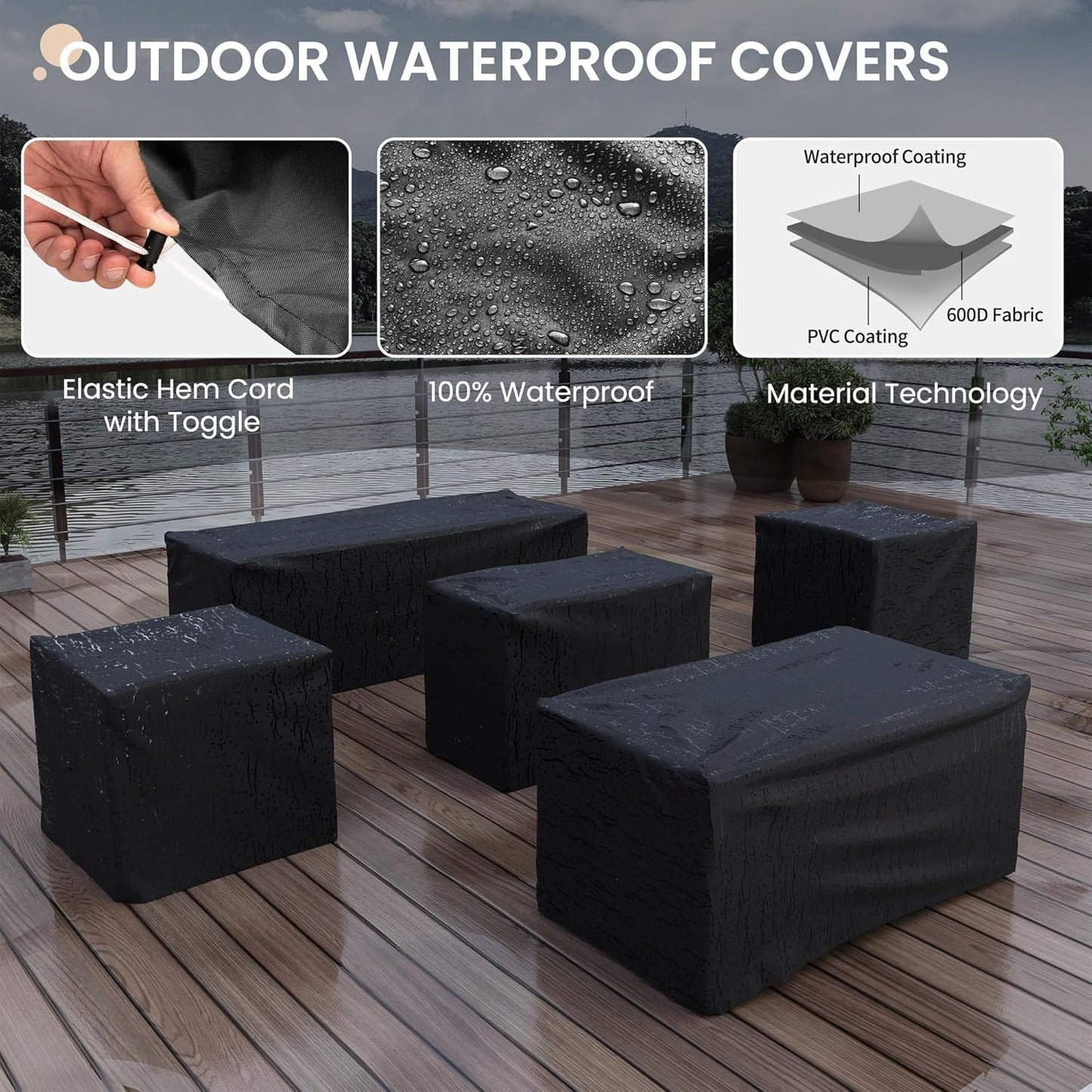Patio Furniture Set with Fire Pit Table, 5 Pieces Outdoor Furniture