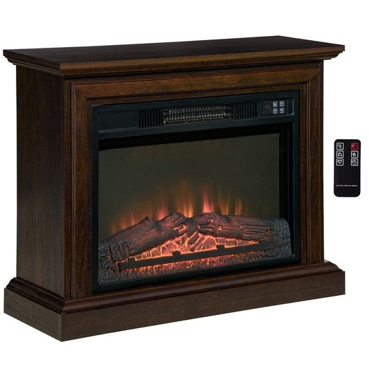 31 inch Brown Electric Fireplace Heater Dimmable Flame Effect and
