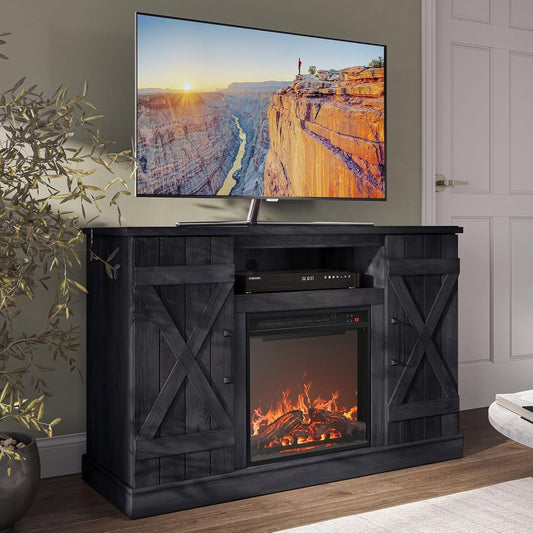 47" TV Stand with 18" Electric Fireplace Heater & Media Entertainment